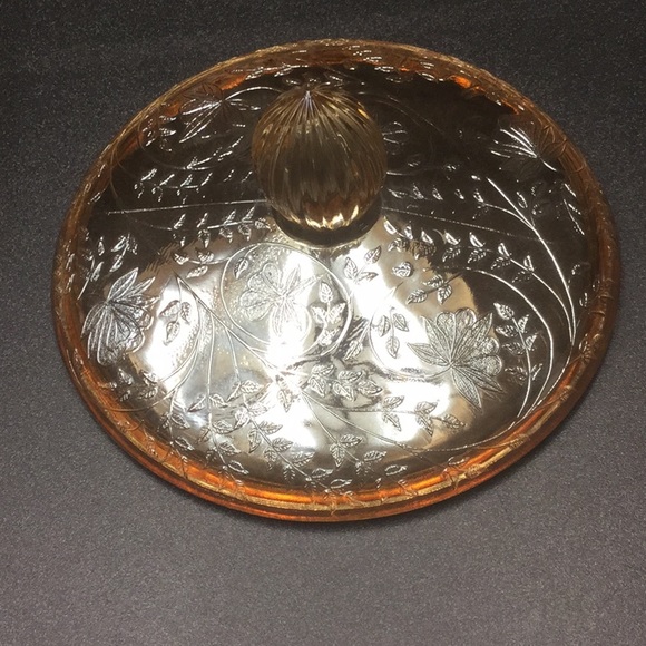 Jeannette Depression Glass Floragold Covered Bowl - Picture 4 of 5